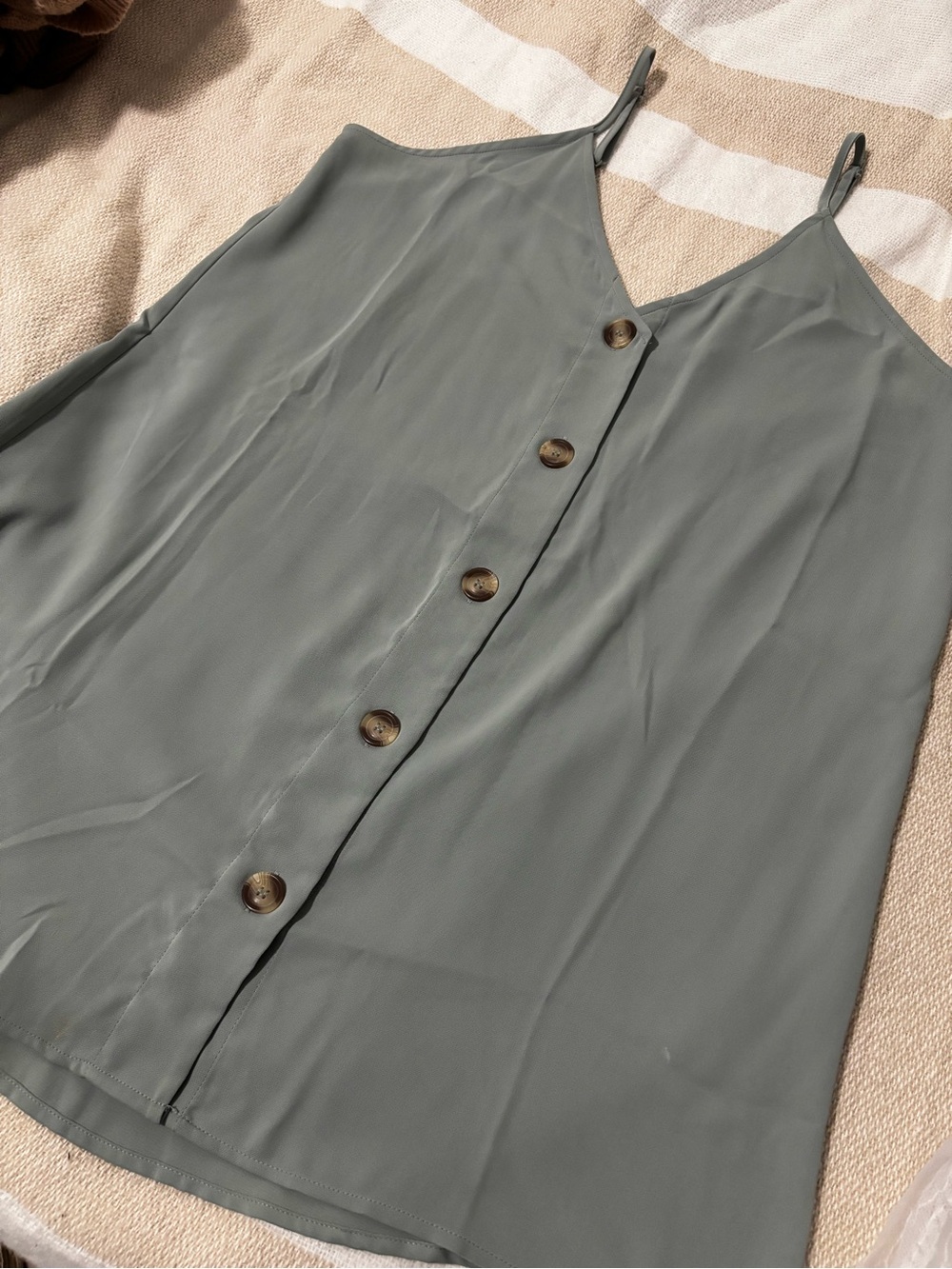 Zenana Outfitters Sage Green Button-Front Spaghetti Strap Camisole